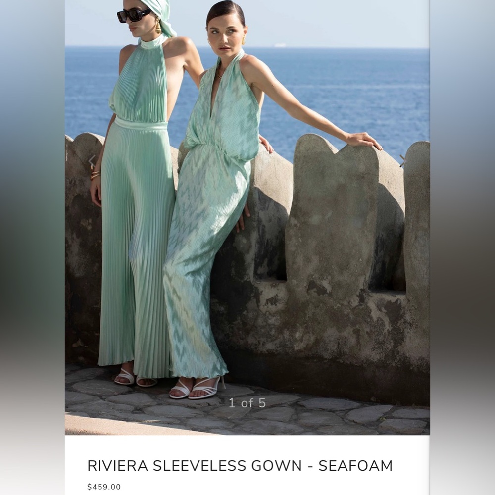 Lidee RIVIERA SLEEVELESS GOWN - SEAFOAM S